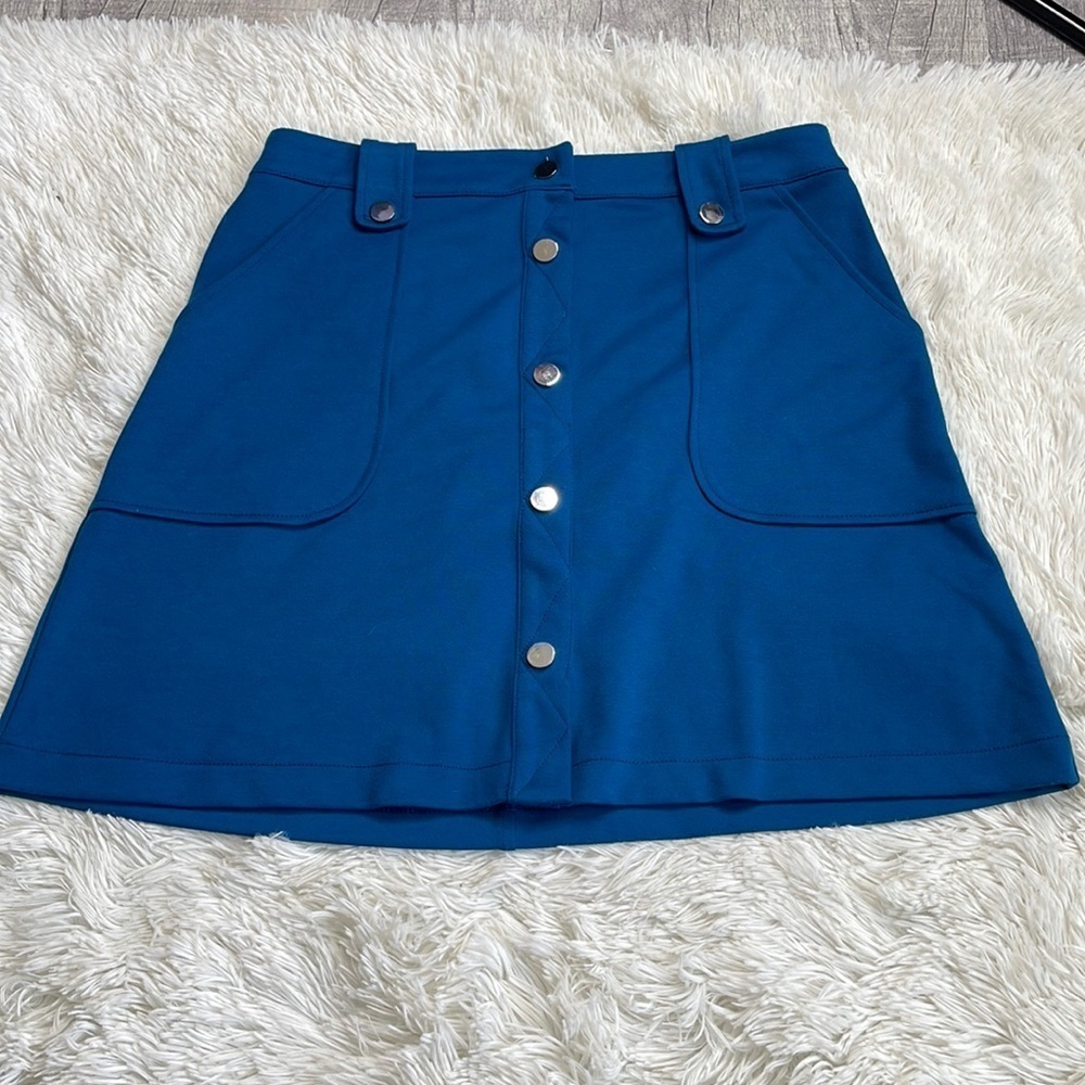 NY & Co 7th Ave Blue Mini Skirt - Picture 1 of 9